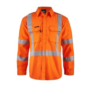 FlameBuster FSV028A Torrent HRC2 Mens HiVis Shirt with X-Pattern FR Reflective Tape