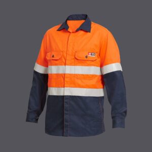 KingGee Y04350 Shieldtec FR HiVis 2 Tone Open Front Taped Shirt