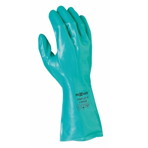 Maxisafe GNF127 Green Nitrile Chemical Glove 33cm - Image 2