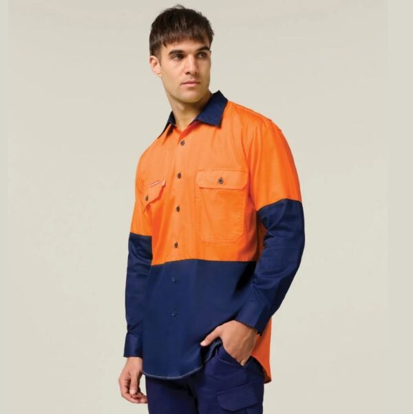 Hard Yakka Y07558 Koolgear Hi-Vis 2 Tone Vented Long Sleeve Shirt - Image 5