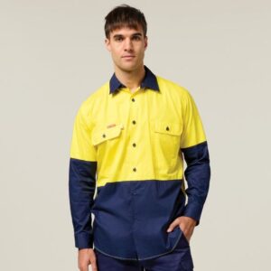 Hard Yakka Y07558 Koolgear Hi-Vis 2 Tone Vented Long Sleeve Shirt