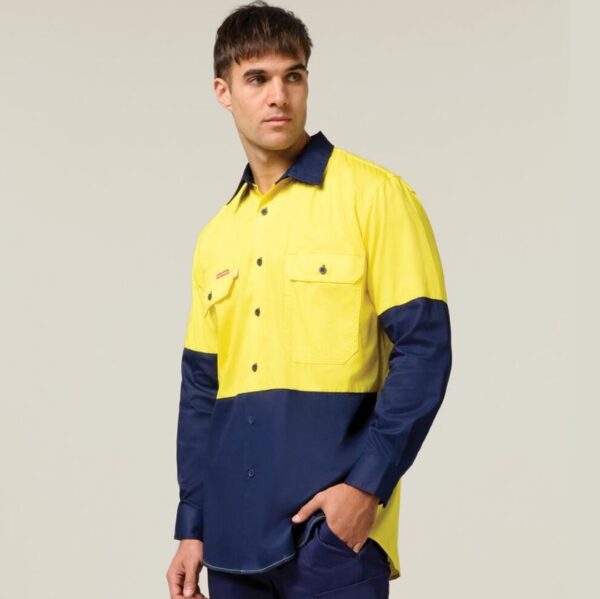 Hard Yakka Y07558 Koolgear Hi-Vis 2 Tone Vented Long Sleeve Shirt - Image 2