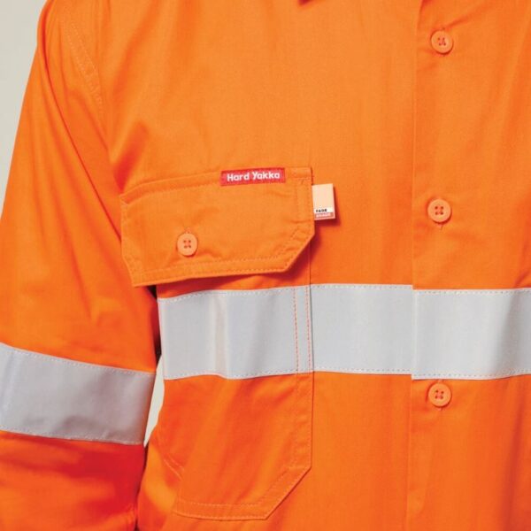 Hard Yakka Y07996 Koolgear Hi-Vis Tape Vented Cotton Twill Shirt - Image 4