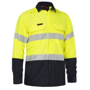 Bisley BS8438T Apex 185 Taped Hi Vis FR Ripstop Vented Shirt