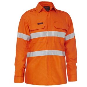 Bisley BS8439T Apex 185 Taped Hi Vis FR Ripstop Vented Shirt