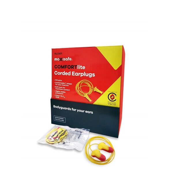 Maxisafe HLC631 COMFORTlite T-Shaped Corded Earplugs - Class 5