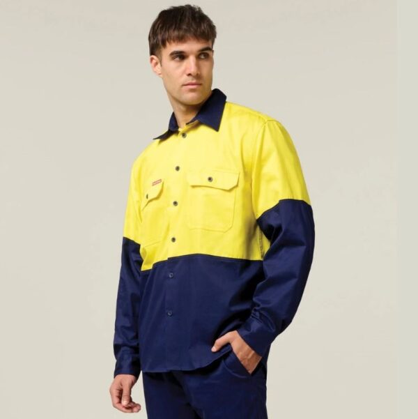 Hard Yakka Y04605 Core Hi Vis Long Sleeve Heavyweight Cotton Drill Shirt - Image 5