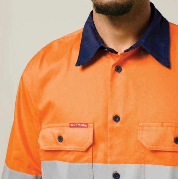 Hard Yakka Y04610 Core HiVis 2Tone Taped Drill Shirt - Image 9