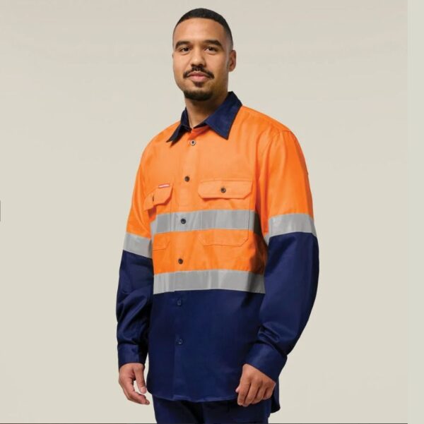 Hard Yakka Y04610 Core HiVis 2Tone Taped Drill Shirt - Image 11