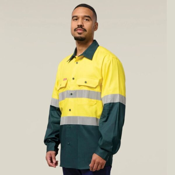 Hard Yakka Y04610 Core HiVis 2Tone Taped Drill Shirt - Image 5