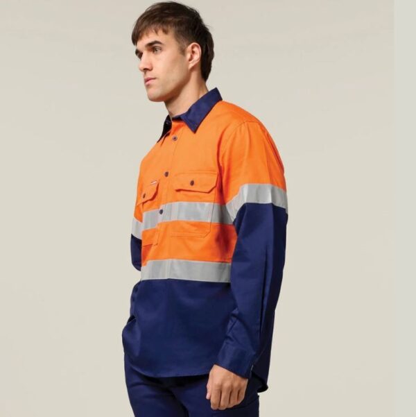 Hard Yakka Y04615 Core HiVis Long Sleeve Heavyweight Closed Front Taped Shirt - Image 6