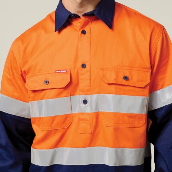 Hard Yakka Y04615 Core HiVis Long Sleeve Heavyweight Closed Front Taped Shirt - Image 8