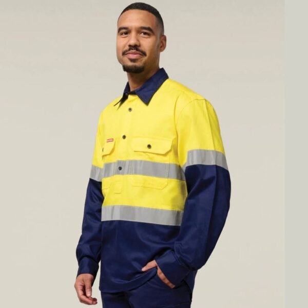 Hard Yakka Y04615 Core HiVis Long Sleeve Heavyweight Closed Front Taped Shirt - Image 2