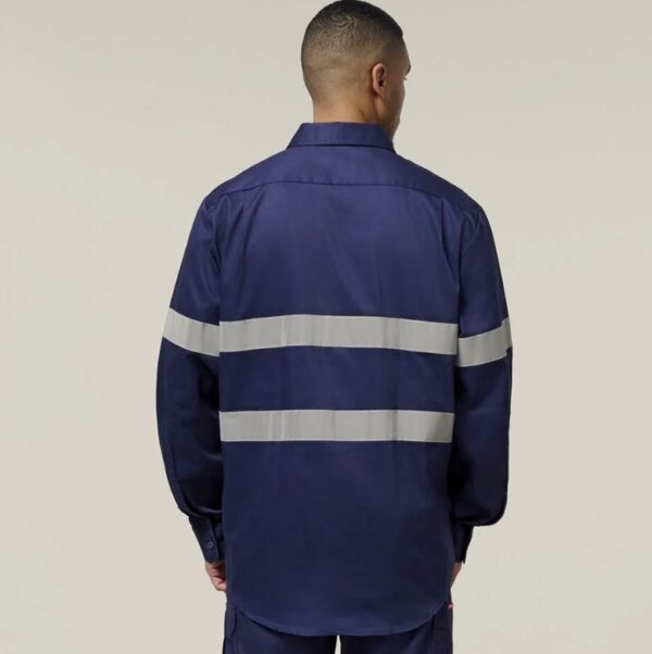 Hard Yakka Y07227 Hi Vis Cotton Drill Long Sleeve Taped Shirt - Image 4