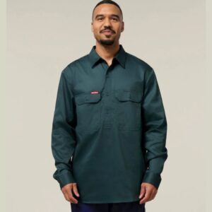 Hard Yakka Y07530 Long Sleeve Closed Front Cotton Drill Work Shirt