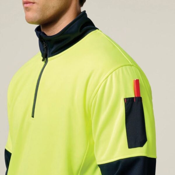 Hard Yakka Y19330 HiVis 2 Tone 1/4 Zip Brushed Fleece Jumper - Image 3