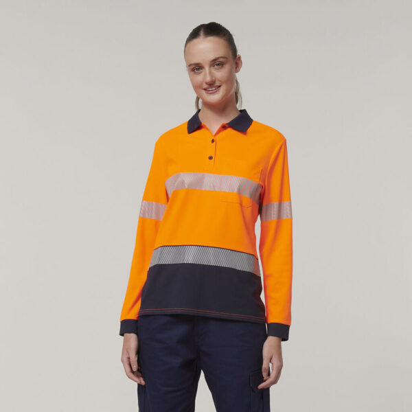 Hard Yakka Y08604 Womens Long Sleeve Hi Vis Taped Polo