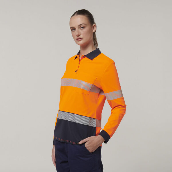 Hard Yakka Y08604 Womens Long Sleeve Hi Vis Taped Polo - Image 2