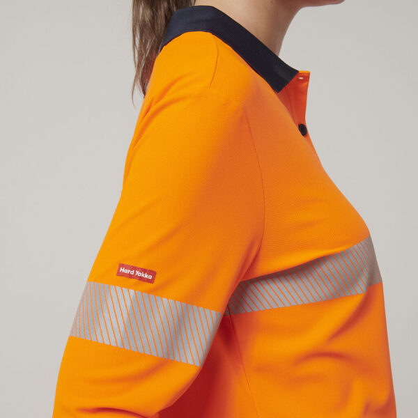 Hard Yakka Y08604 Womens Long Sleeve Hi Vis Taped Polo - Image 3