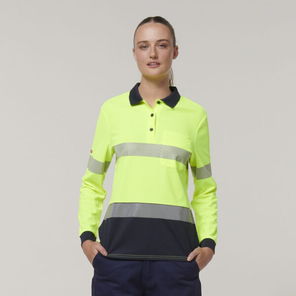 Hard Yakka Y08604 Womens Long Sleeve Hi Vis Taped Polo - Image 6