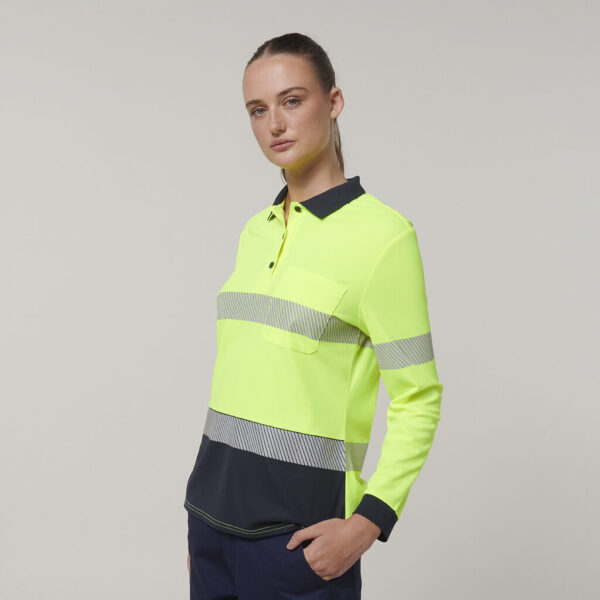 Hard Yakka Y08604 Womens Long Sleeve Hi Vis Taped Polo - Image 7