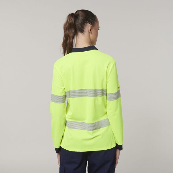 Hard Yakka Y08604 Womens Long Sleeve Hi Vis Taped Polo - Image 9