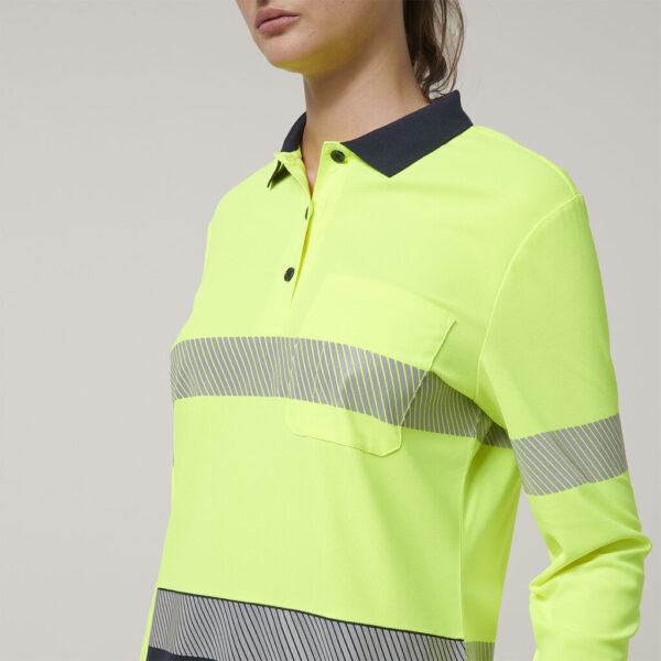 Hard Yakka Y08604 Womens Long Sleeve Hi Vis Taped Polo - Image 8