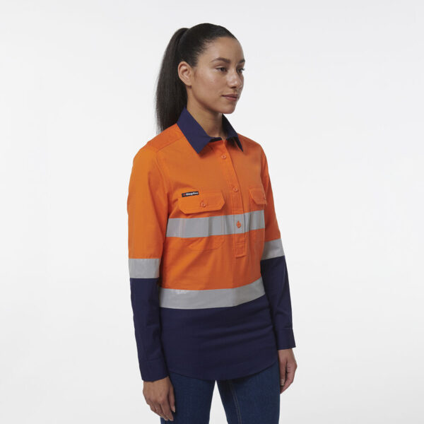 KingGee K44230 Womens Workcool Vented Closed Front Reflective Shirt - Image 6