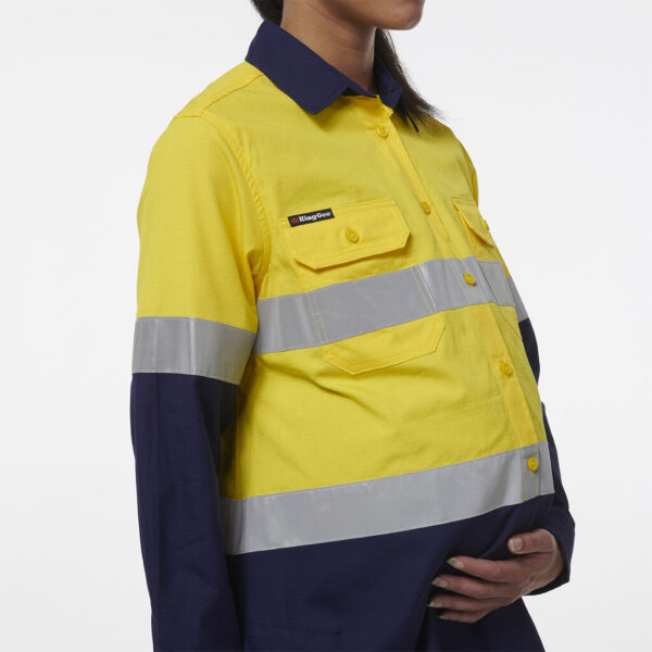 KingGee K44234 Womens Workcool Maternity Reflective Shirt - Image 2