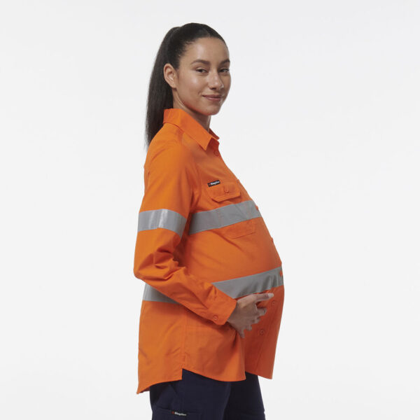 KingGee K44235 Womens Workcool Maternity Reflective Shirt - Image 2