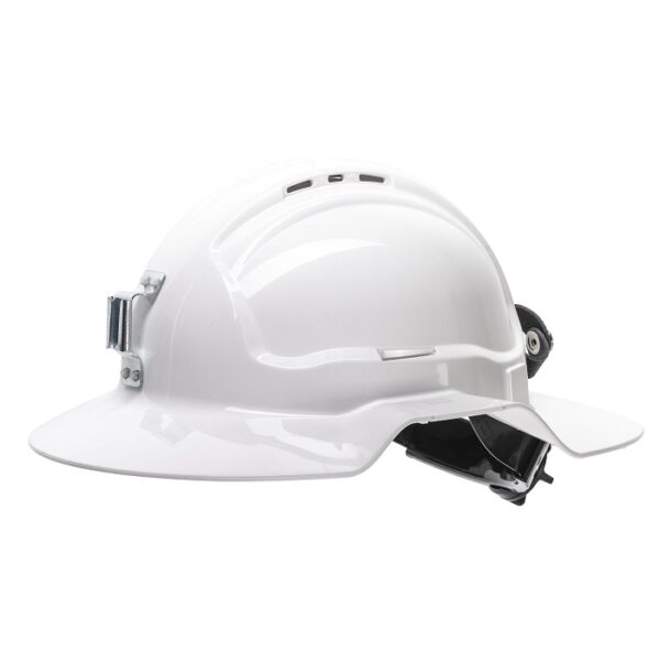 Maxisafe HBB57RH-MLV-WH White Broadbrim hard hat w/ metal miners bracket