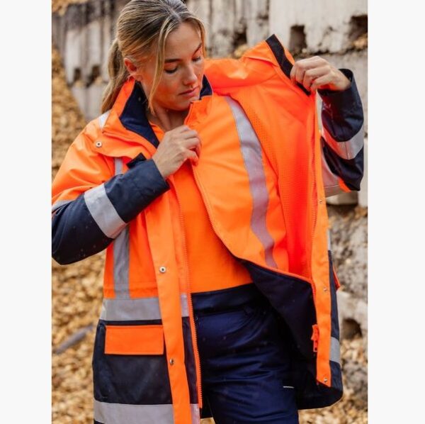 Bisley BKL6975 Womens Taped Hi Vis 5 In 1 Rain Jacket - Image 2