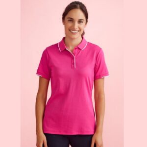 Biz Care CST313LS Womens Pink Short Sleeve Polo