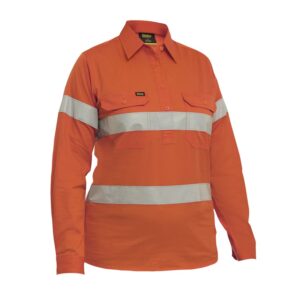 Bisley BLC6897T Womens Taped Hi Vis Cool Lightweight Closed Front Shirt