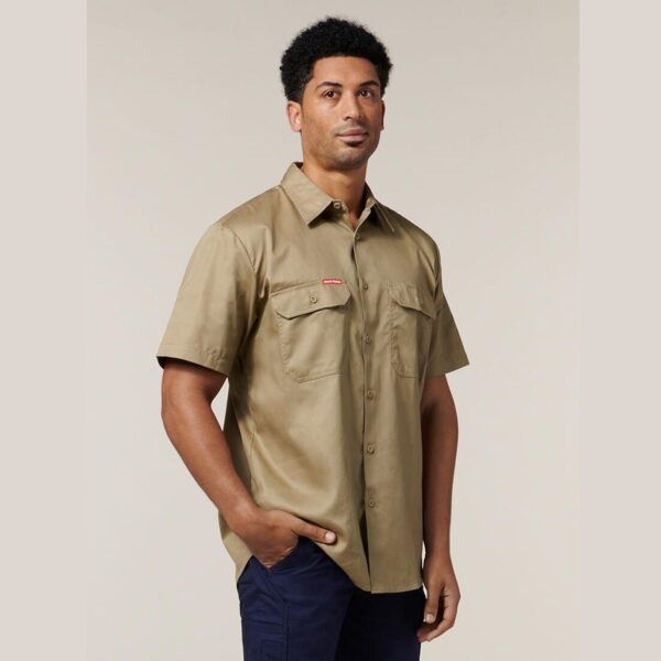 Hard Yakka Y07510 Short Sleeve Open Front Cotton Drill Work Shirt - Image 2