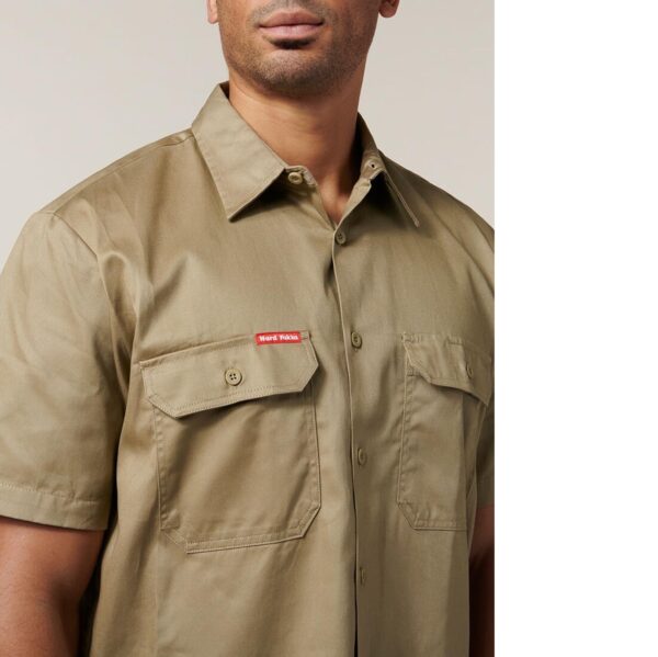 Hard Yakka Y07510 Short Sleeve Open Front Cotton Drill Work Shirt - Image 3