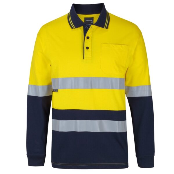 JB'S Wear 6DCPL Hi Vis D+N L/S Cotton Polo - Image 3