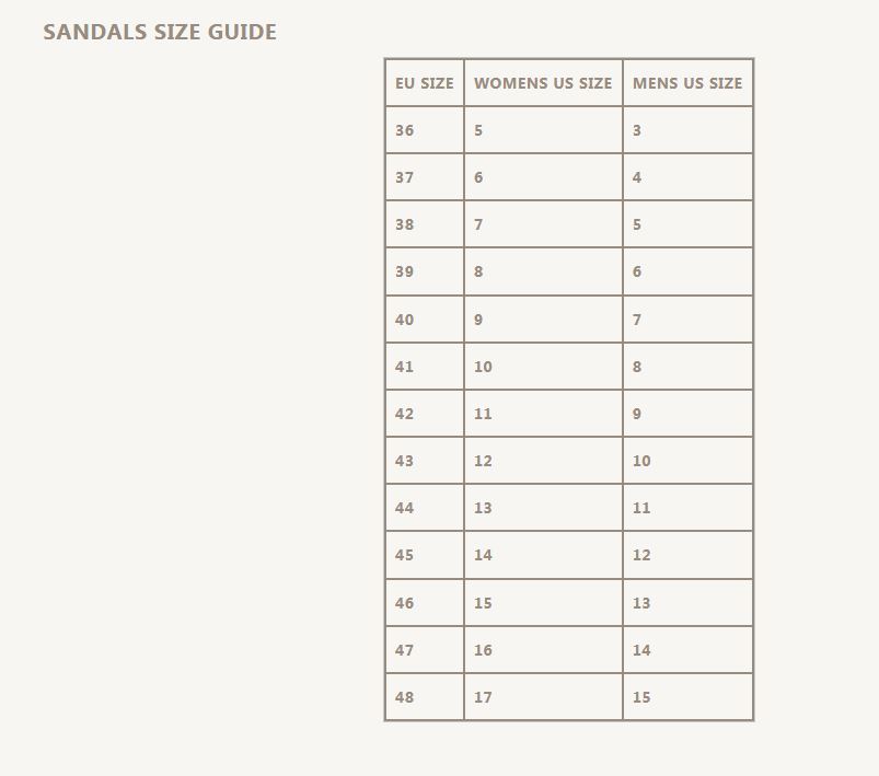 Product Size Chart